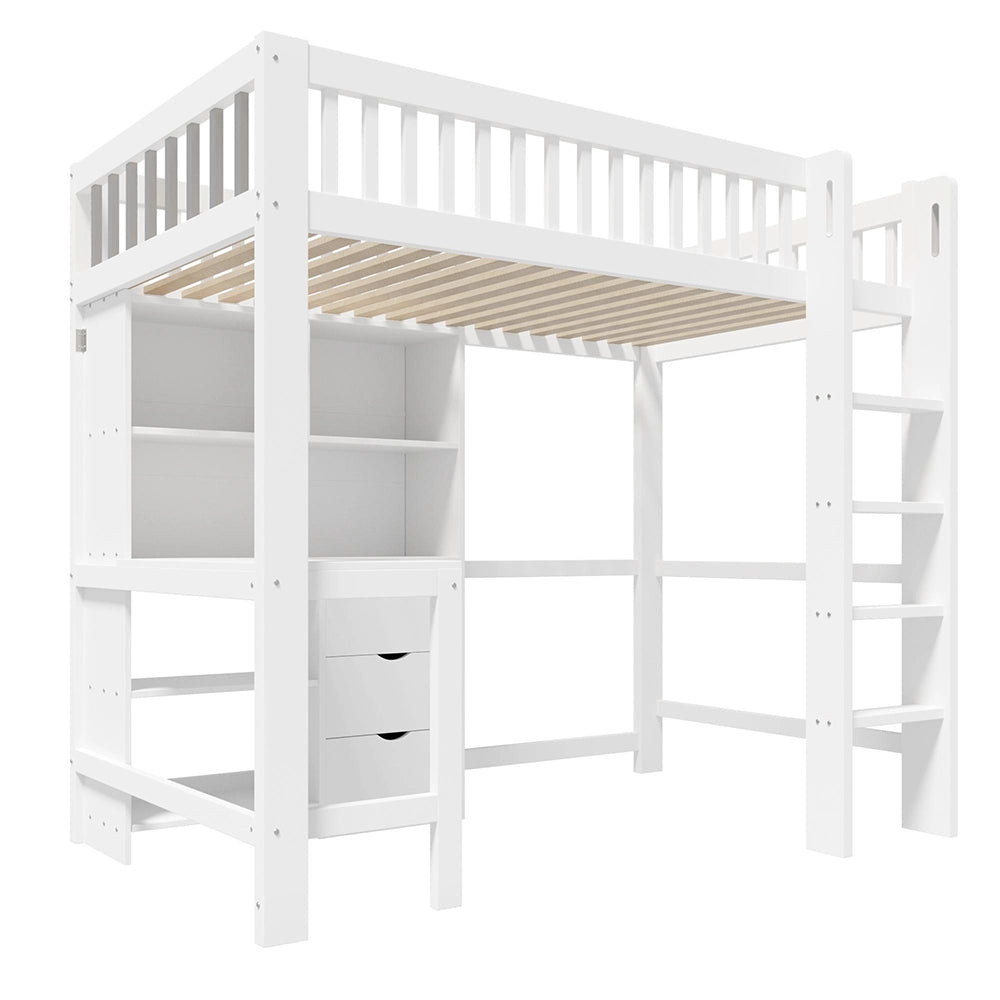 Letto a soppalco - Xylo - 90x200 cm 3 cassetti bianco