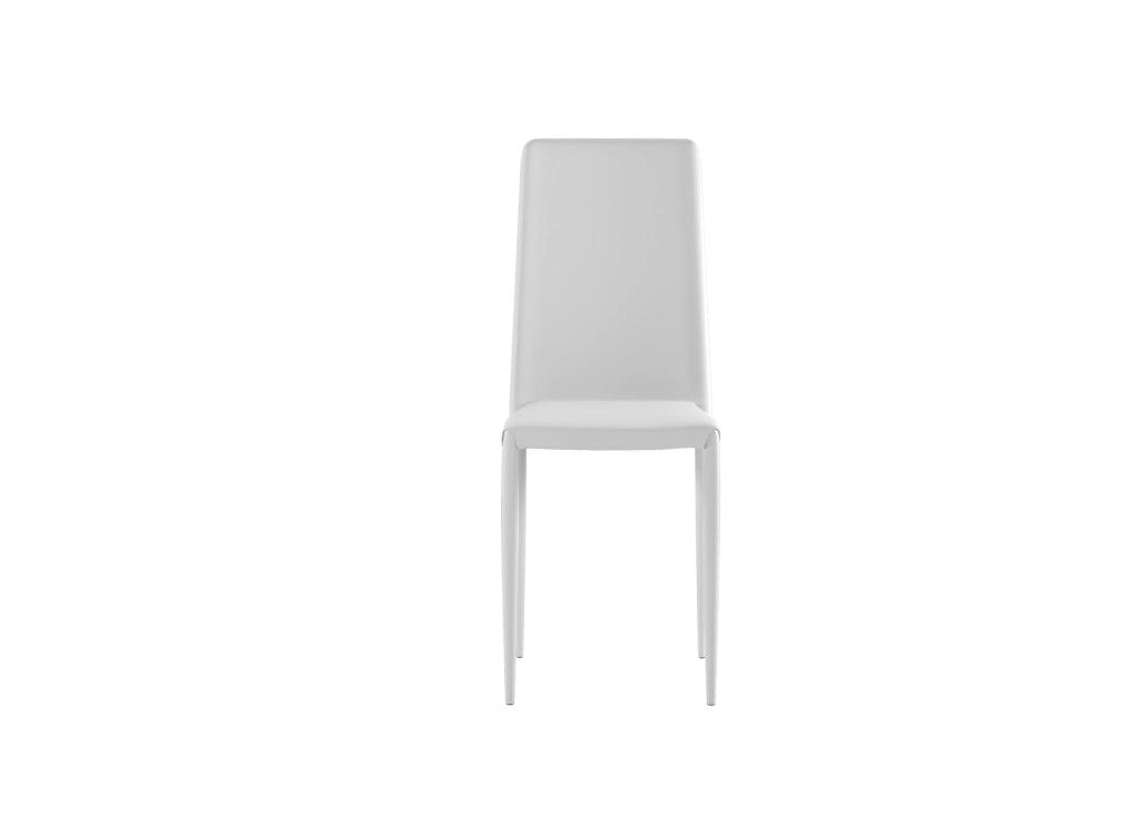 Sedia Cleo Impilabile in Similpelle Imbottita con Struttura in Metallo Bianco - Seduta e Schienale Ergonomici - Design Moderno