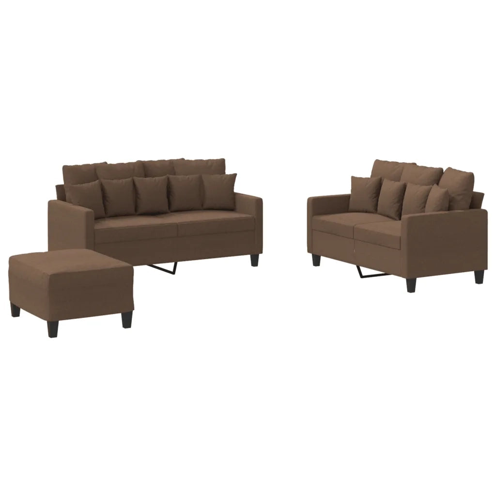 Set di Divani 3 pz con Cuscini Marrone in Tessuto 3201659