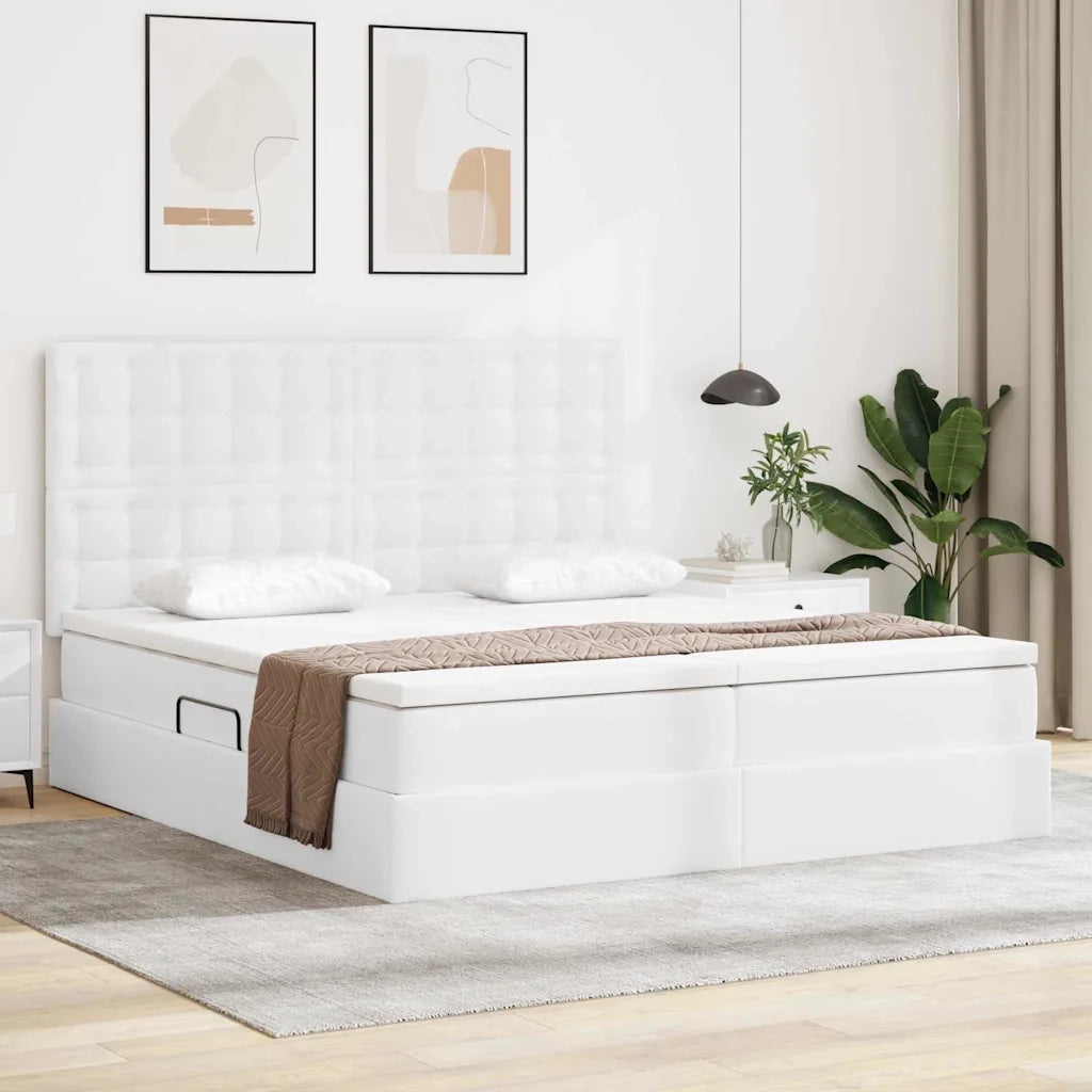 Letto con contenitore e LED Bianco Puro 180 x 200 cm