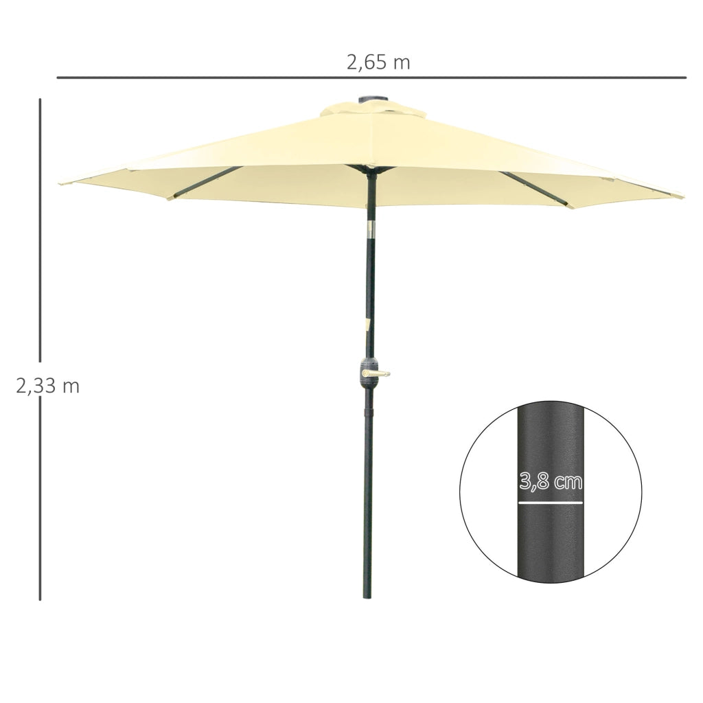 Ombrellone da Giardino con Luci LED Solari ¨C zephmum ¨C Beige ?265 cm