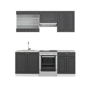 Cucina componibile Fame-Line Antracite-oro/Bianco 200 cm, PL Marmo Vicco