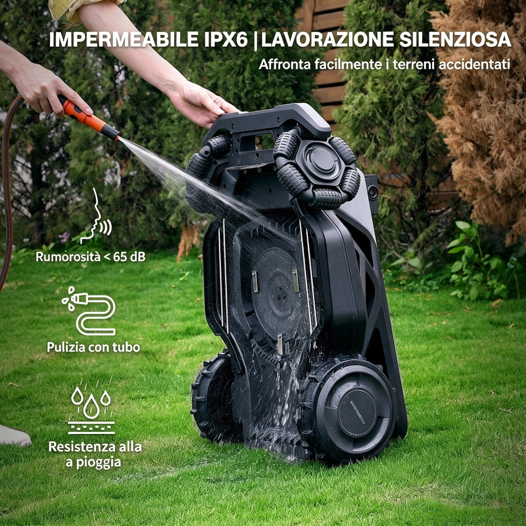 Robot tagliaerba Navigazione AI 300° RTK – impermeabile IPX6 – App per smartphone – 2400 m²