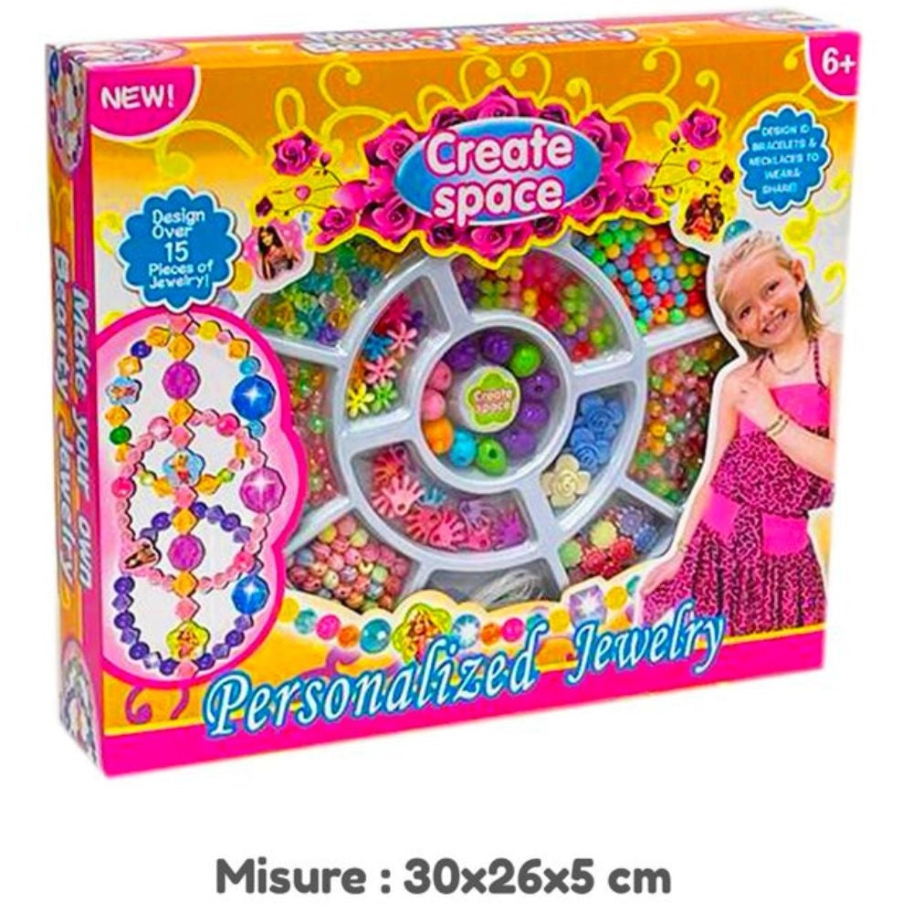 Trade Shop - Set Perline Decora Capelli Crea Gioielli Collane Bracciali Gioco Per Bambine 6+ -