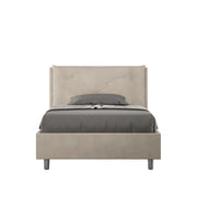 BS COM Letto una piazza e mezza senza rete imbottito 110x190 microfibra sabbia