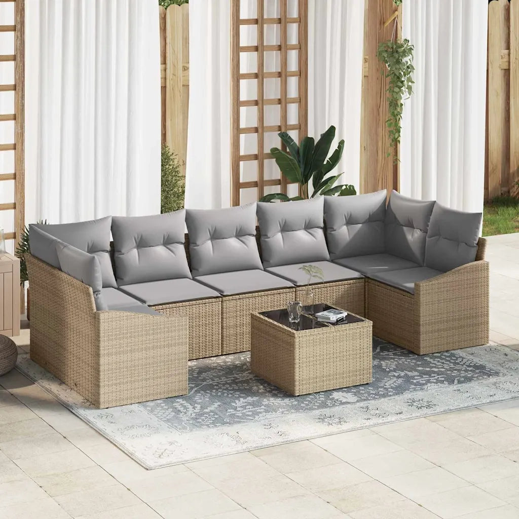 Set di divani Beige e Grigio Chiaro 55 x 55 x 37 cm polyrattan