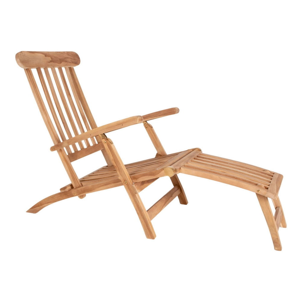 Sdraio Arrecife in teak naturale con cuscino in cotone bianco