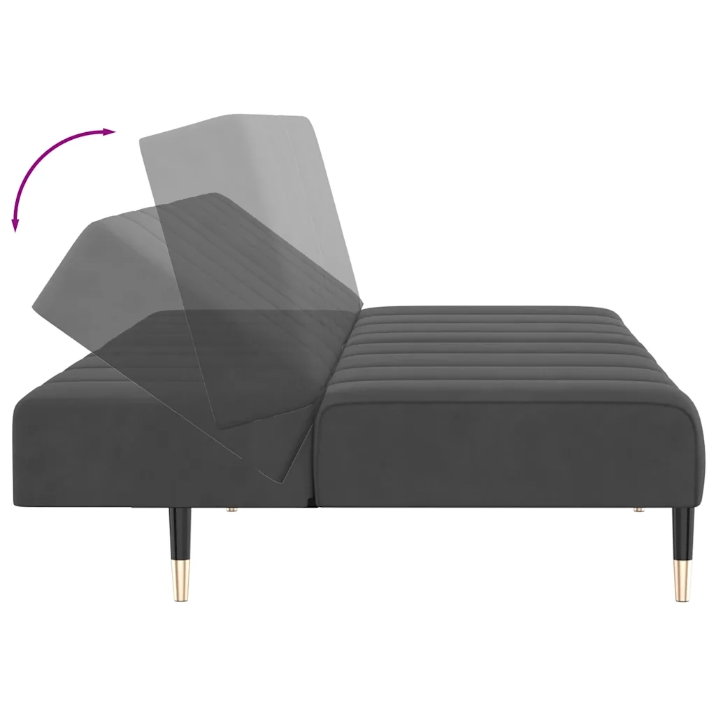 Divano Letto a 2 Posti-Sofa Letto 2 Posti-Daybed Grigio Scuro in Velluto 905076