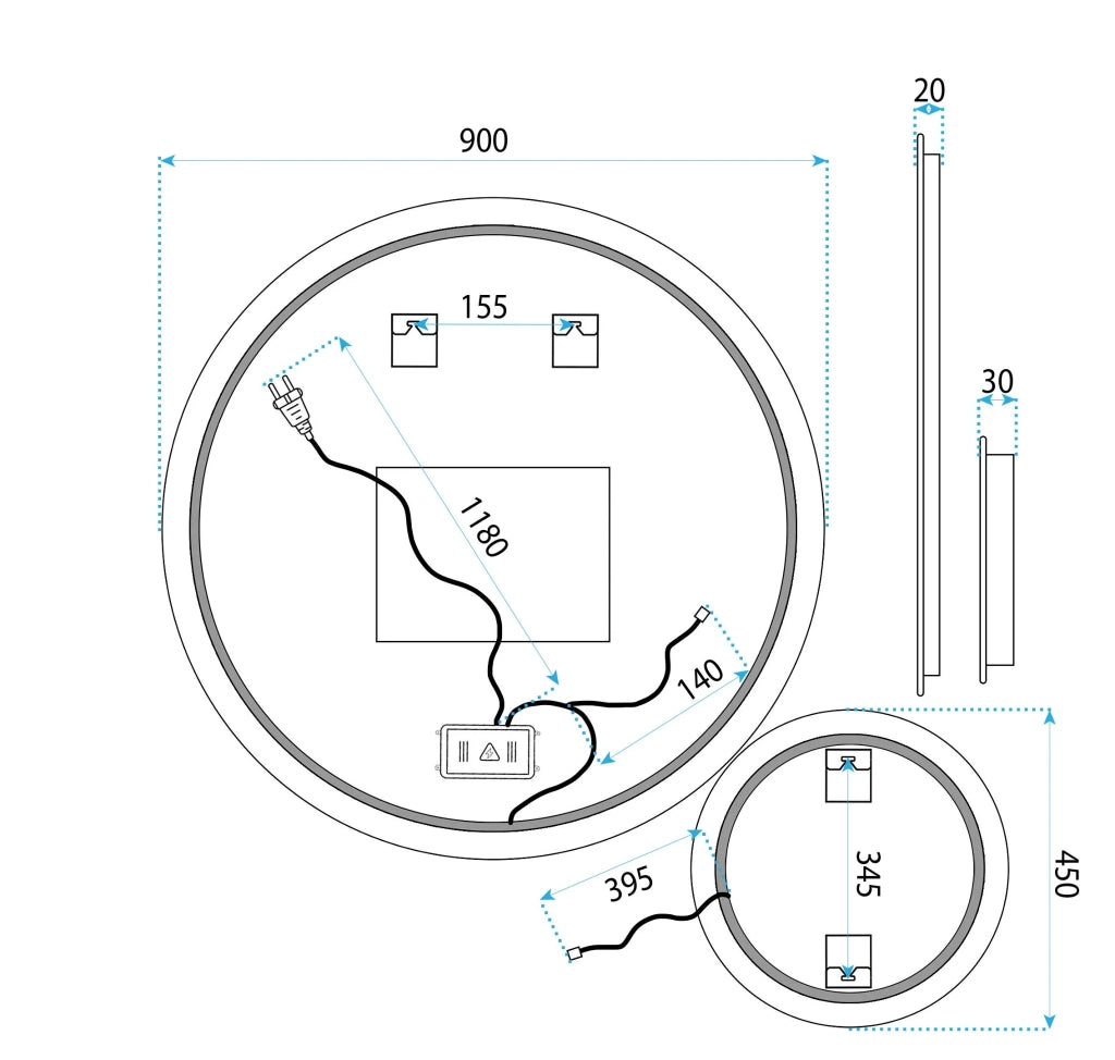 Specchio Led R-9045 90cm + 45cm