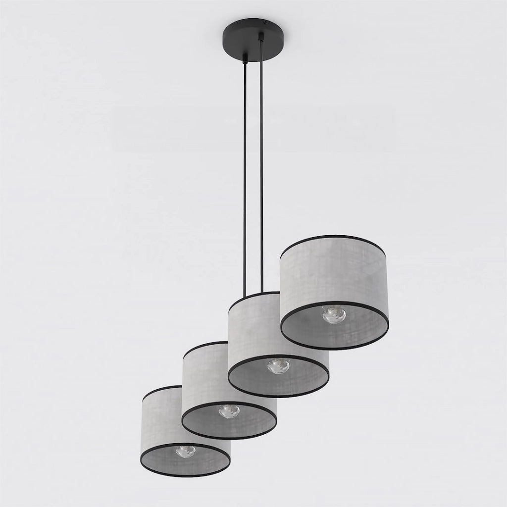 Lampada a sospensione ECO cilindrica 4xE27 grigio-nera Emibig