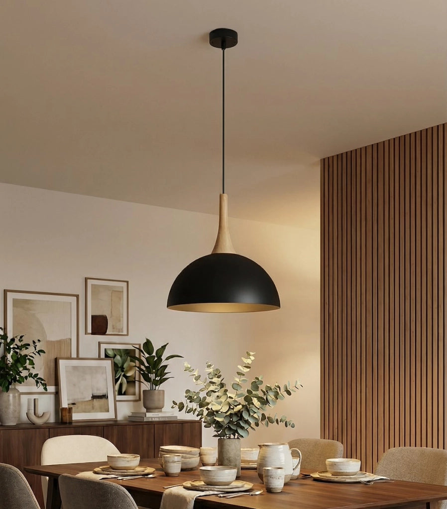 Lampada sospensione NAUTICA nera legno 1xGX53 Emibig