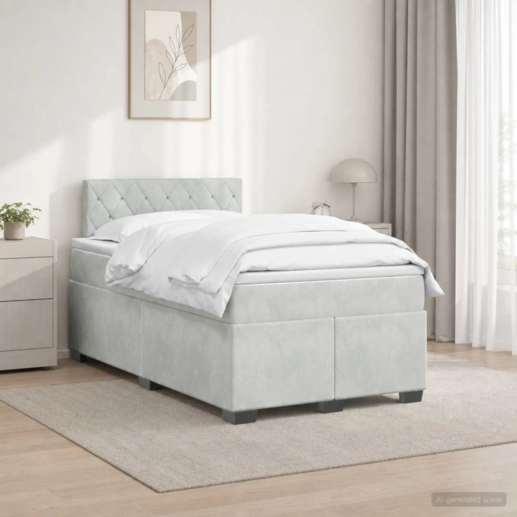 Letto con Box Spring, Materasso e LED Grigio Chiaro Velluto 3452132