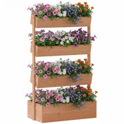 Fioriera Rialzata 4 Ripiani ¨C Xylo ¨C Legno Marrone 85x45x140cm con Drenaggio