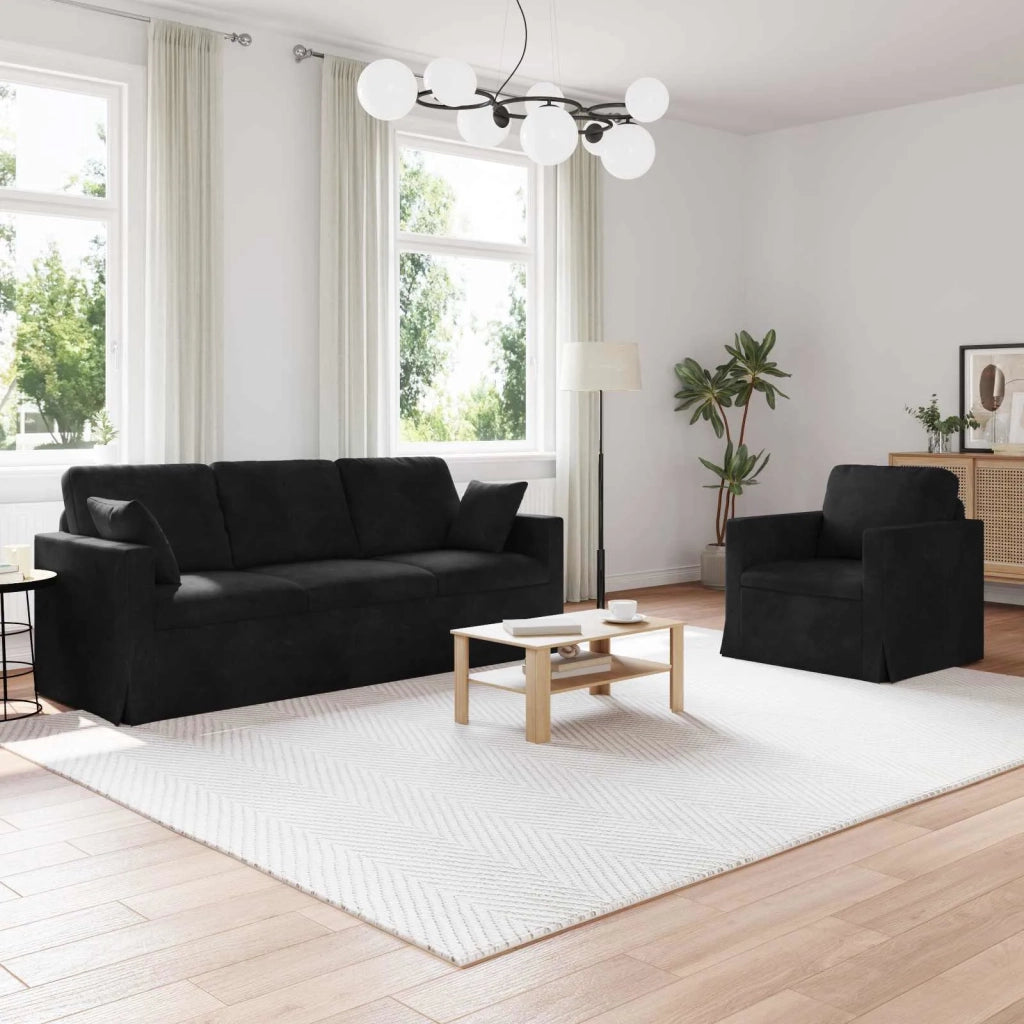 Set di divani 2 pcs Nero 198 x 78 x 80 cm Velluto 3407601