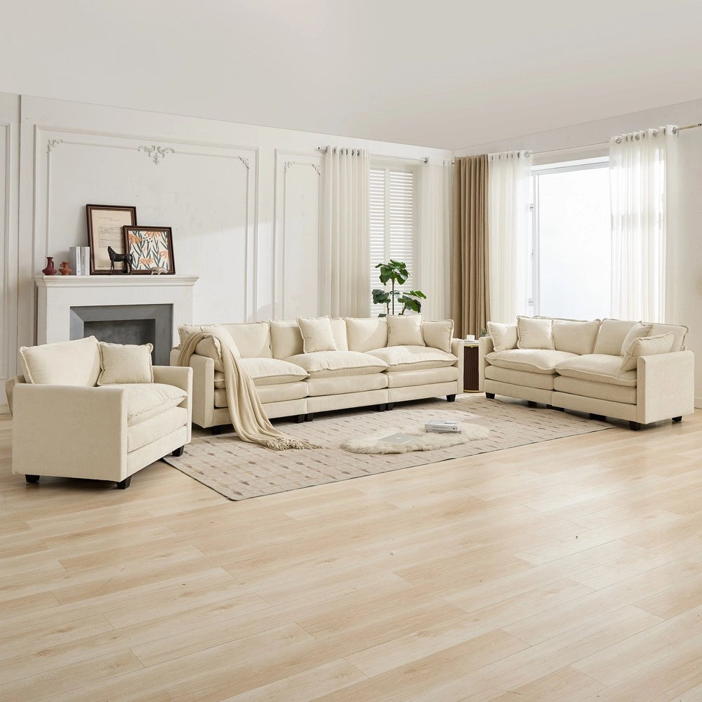 Divano 1 Posto in Tessuto Chenille ¨C Xylo ¨C Beige, Cuscino Imbottito