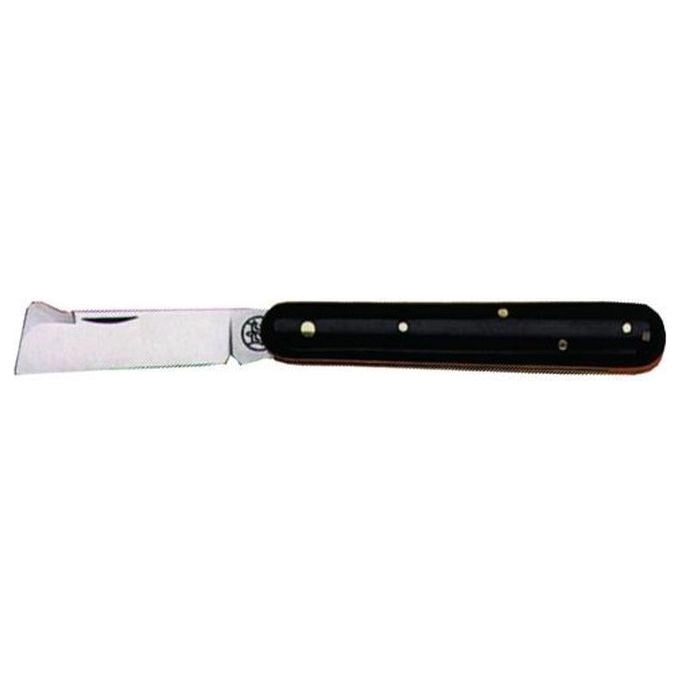 DUE BUOI 202P Coltello da Innesto Lama in Acciaio al Carbonio C100 Manico in Plastica Nera colore Nero