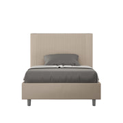 BS COM Letto una piazza e mezza senza rete imbottito 120x190 similpelle tortora