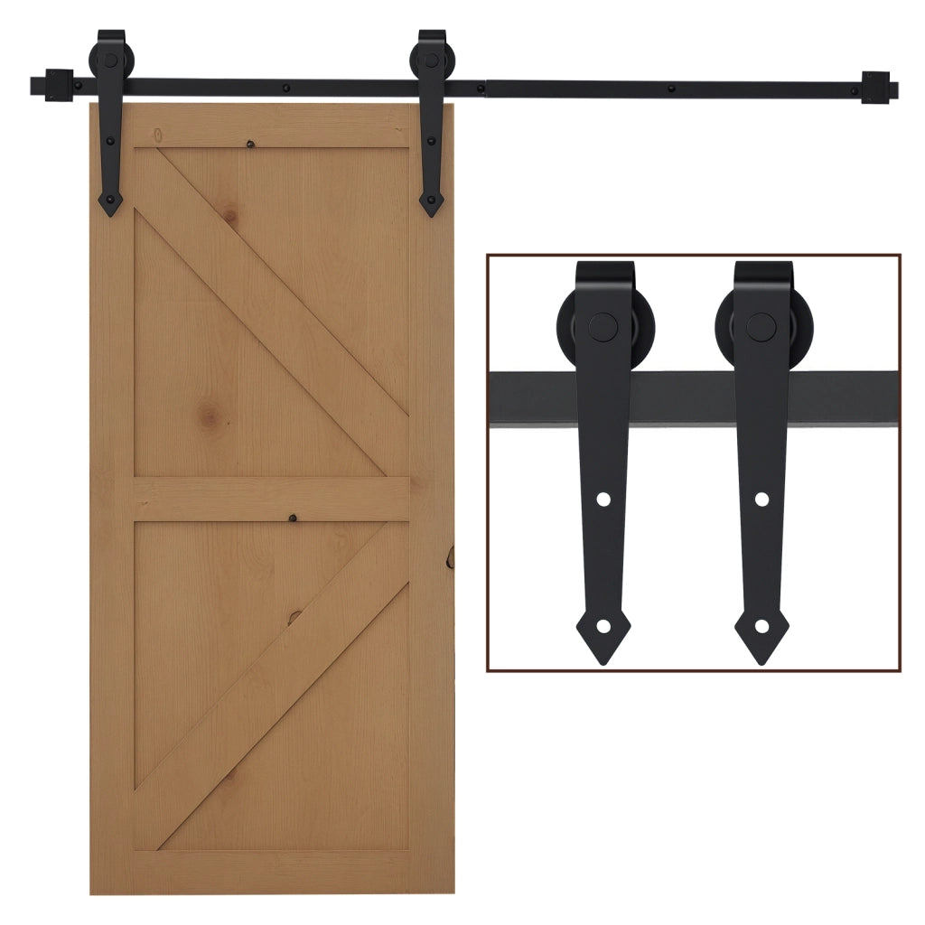 Porta Scorrevole Rustica con Binario e Rotelle ¨C Zephmum ¨C Nero 200cm