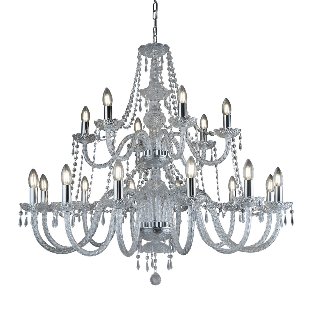 Hale 18Lt Pendant - Metallo cromato e cristallo trasparente