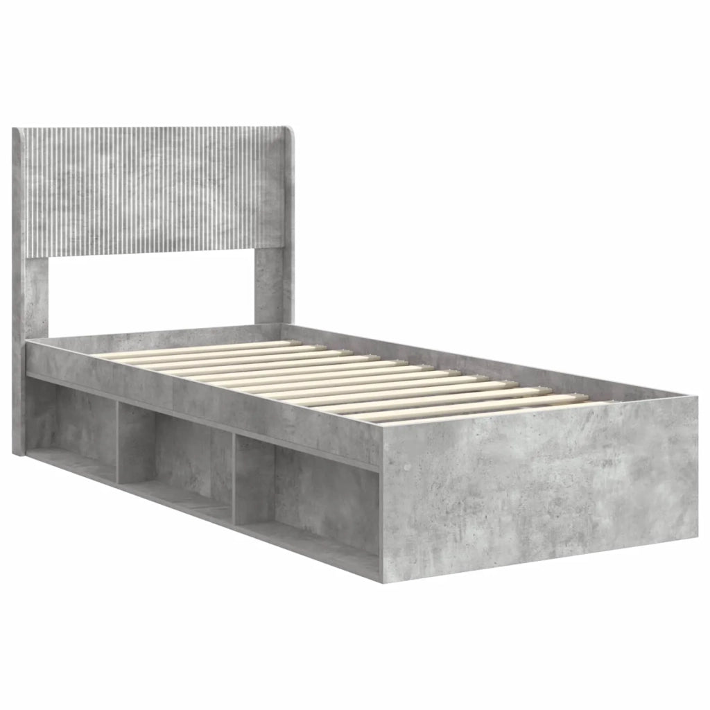 Struttura del letto con stoccaggio e testata Grigio Cemento 3414254