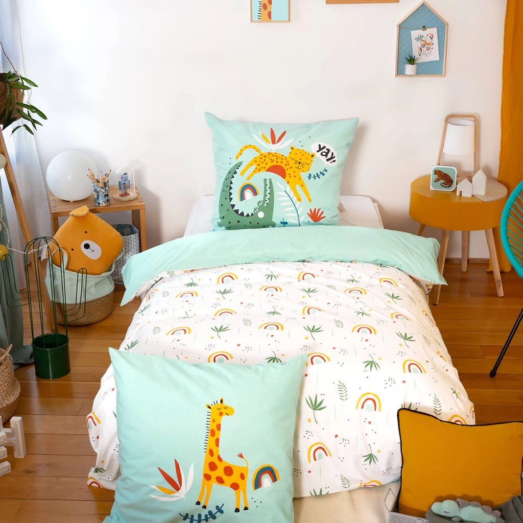 Set biancheria da letto cotone reversibile stampato savana /