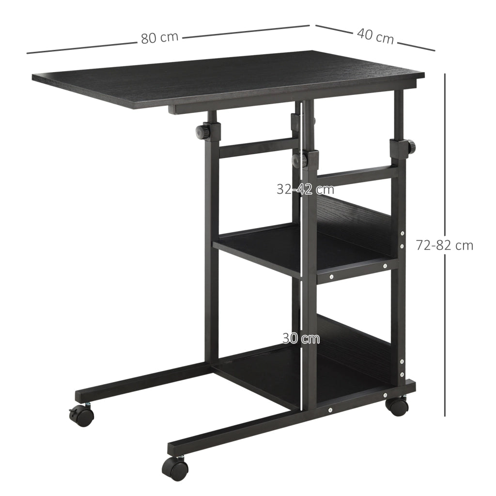 Tavolino da caff¨¨ con ruote ¨C Minimal ¨C Nero 80x40 cm