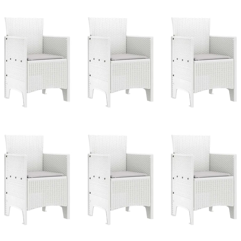 Set da Pranzo per Giardino 7 pcs Bianco Polipropilene