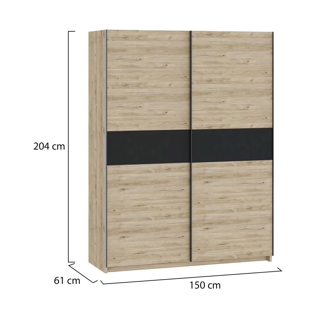 Armadio Camera da Letto Manita, Guardaroba 2 Ante 2 Ripiani, 150x204h cm Marrone Rovere