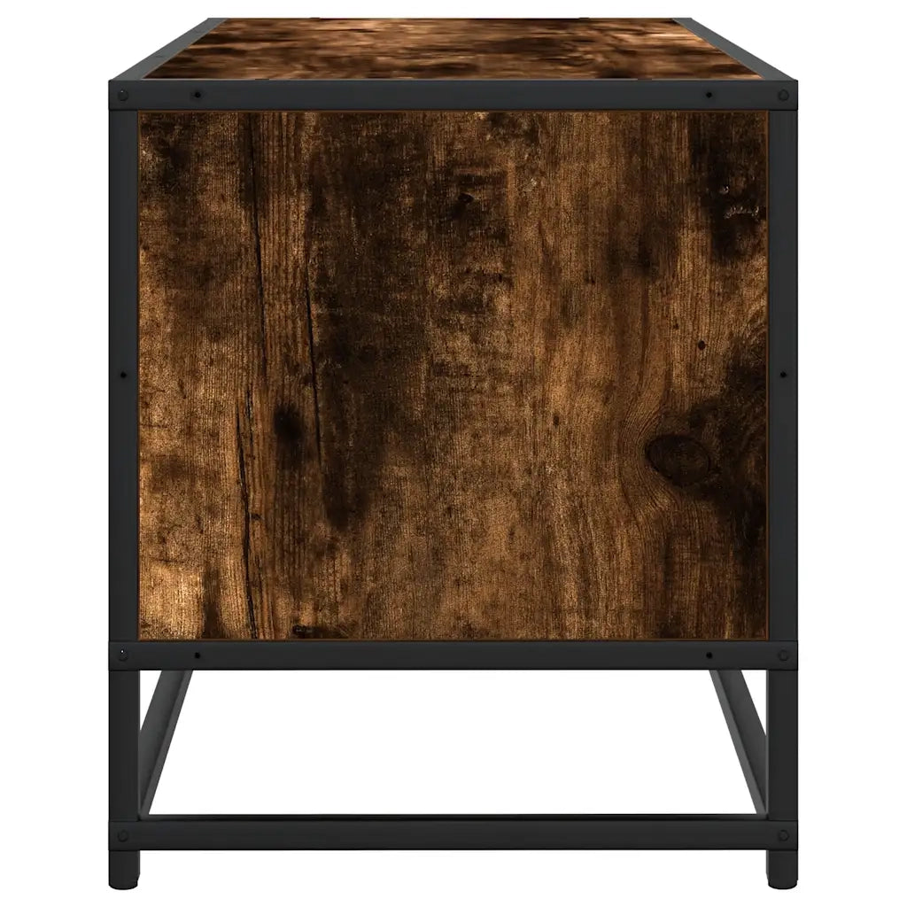 Mobile TV Rovere Fumo 80x34,5x40 cm Legno Multistrato e Metallo 848821