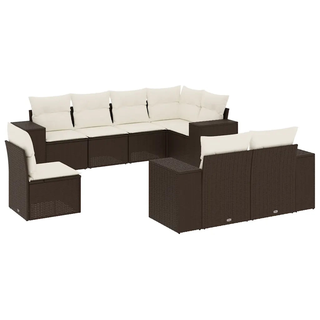 Set Divani da Giardino 8 pz con Cuscini Marrone in Polyrattan 3255180