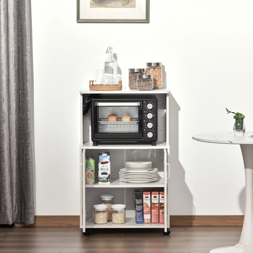 Armadio Multiuso con Ruote, Ripiani e Ante ¨C Minimal ¨C Bianco 60.4x40.3x97cm