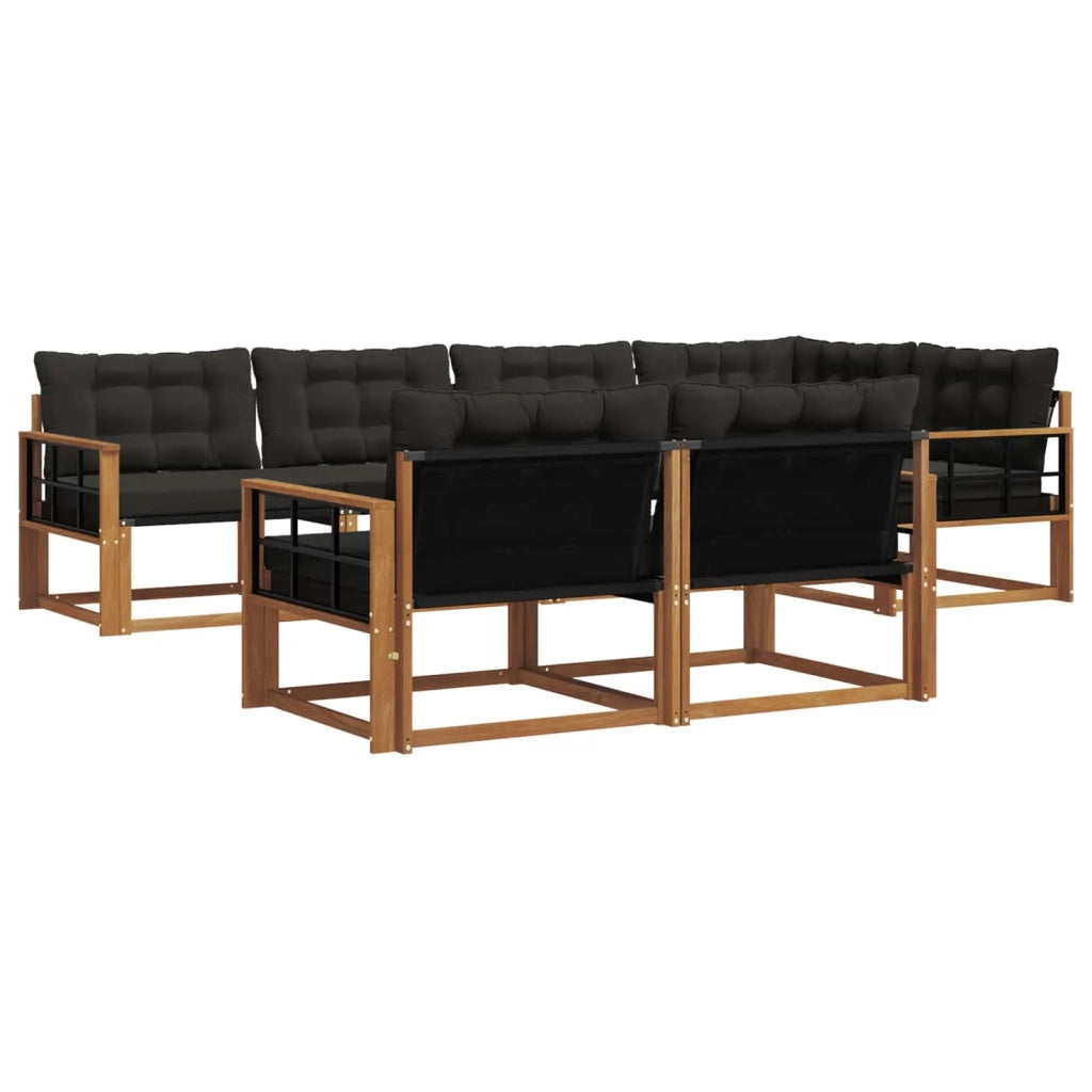 Set di divani da esterno con cuscino 7 pcs Naturale e Nero 3369559