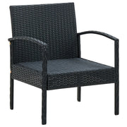 Sedia da Giardino | Sedie da Esterno con Cuscino in Polyrattan Nero