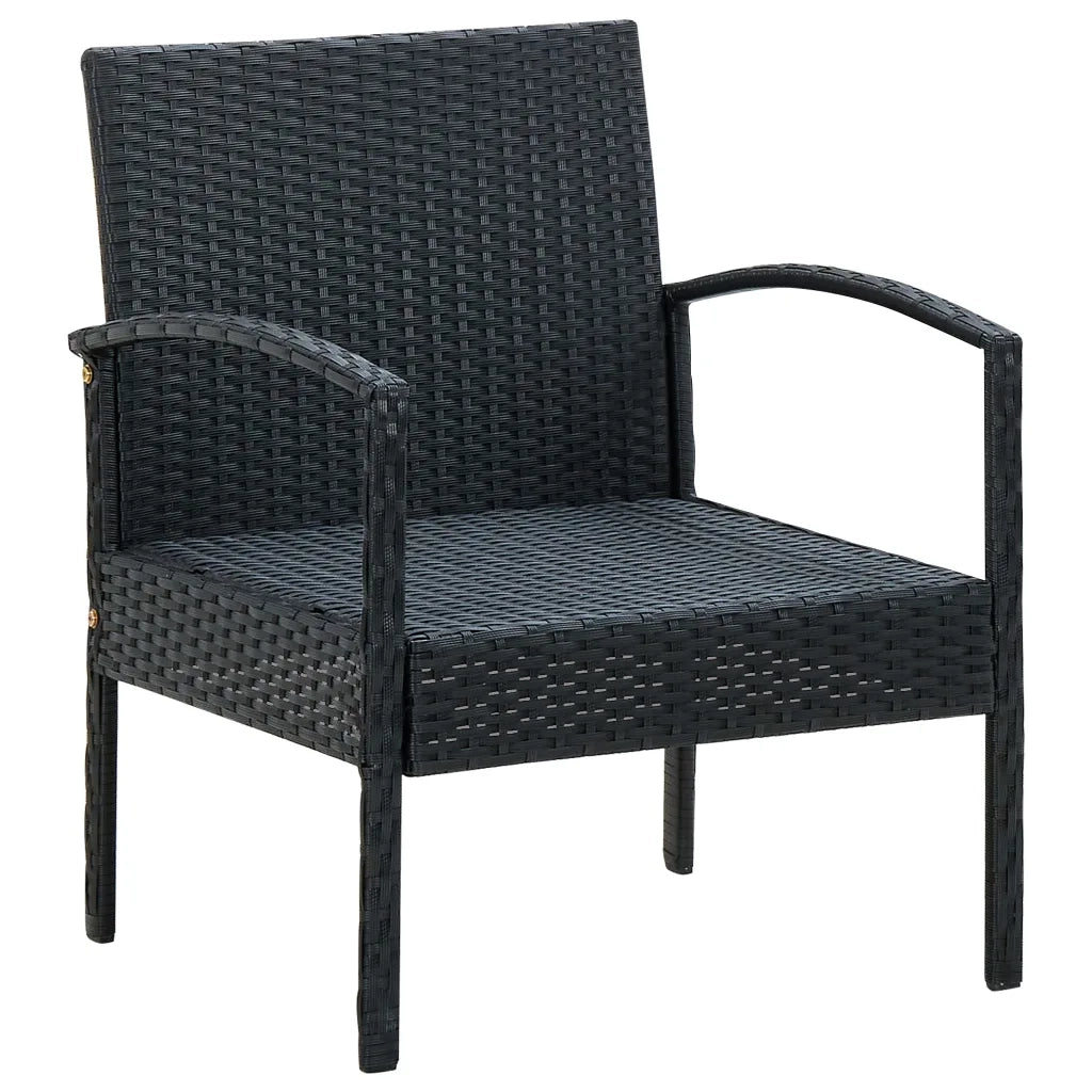 Sedia da Giardino | Sedie da Esterno con Cuscino in Polyrattan Nero