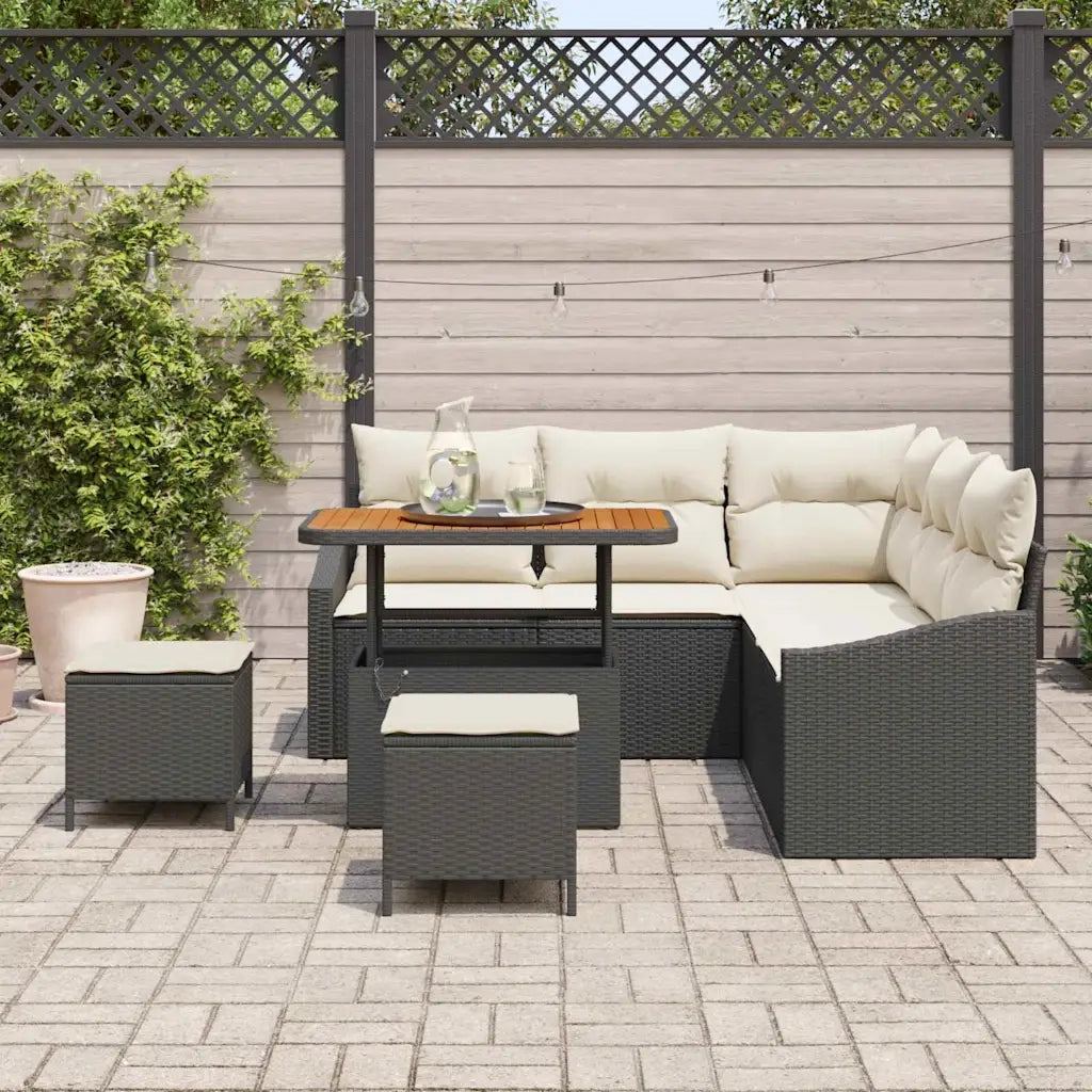 Set Divano da Giardino con cuscino 8 pcs Nero polyrattan 3362655