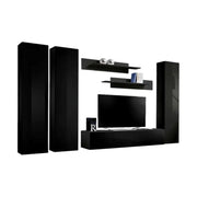 Mobile TV FLY di design, colore nero lucido. Mobile sospeso.