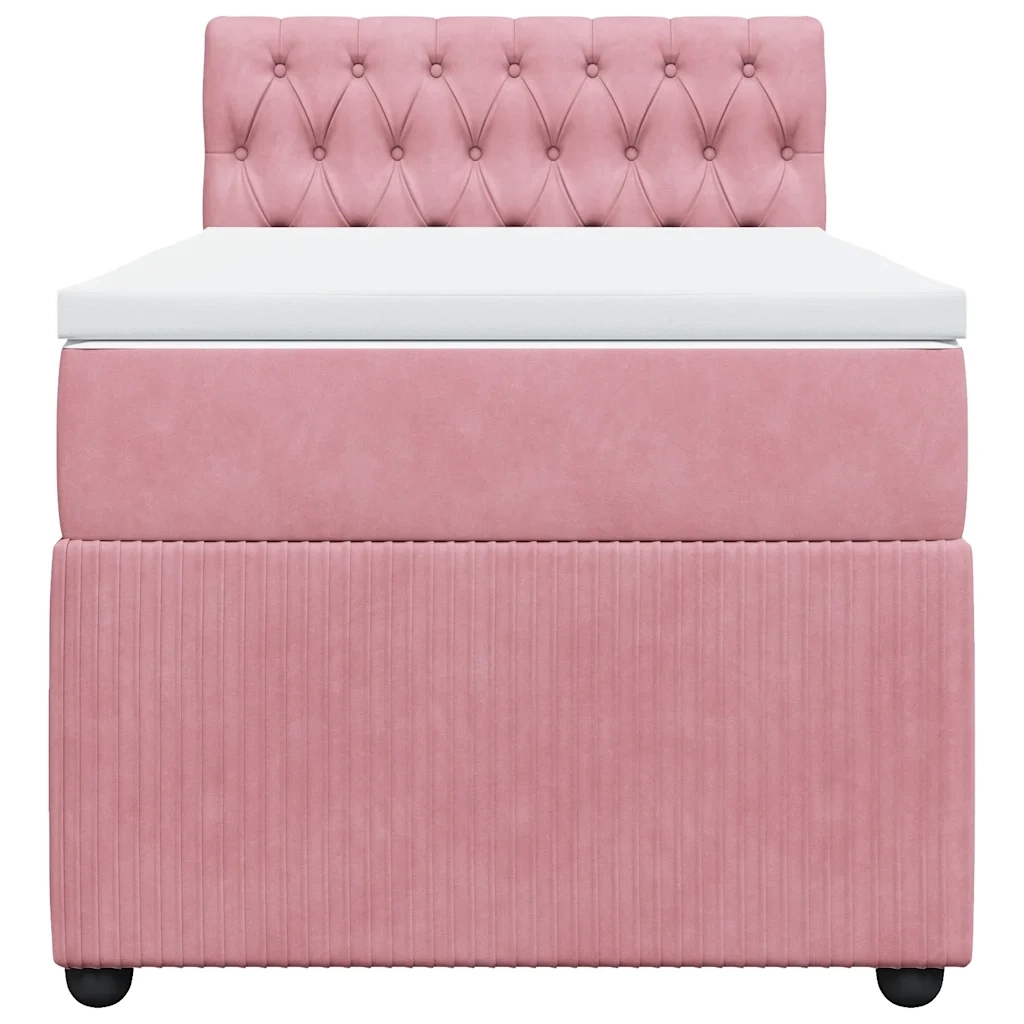 Giroletto a Molle con Materasso Rosa 90x200 cm in Velluto