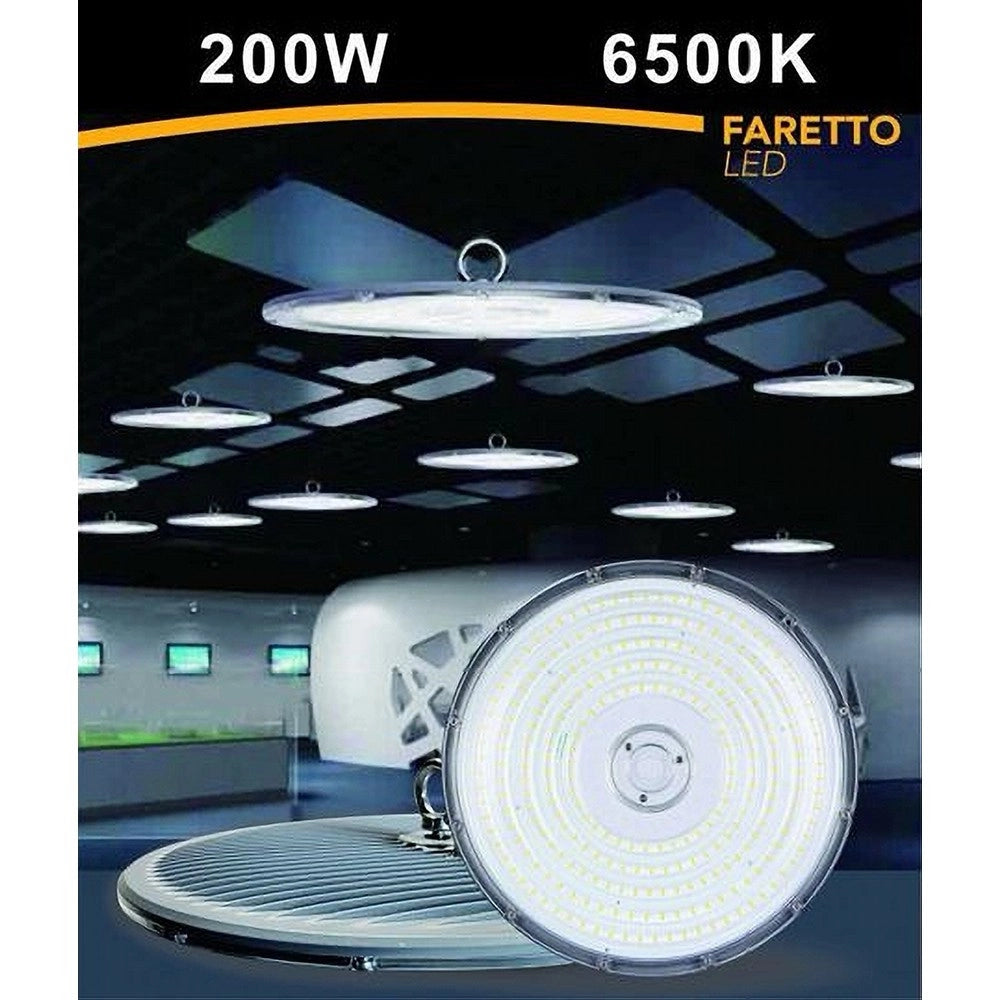 Trade Shop - Faro Led Slim Industriale 200w Ufo Lampada Riflettore Ip65 Luce Fredda He02-200w -