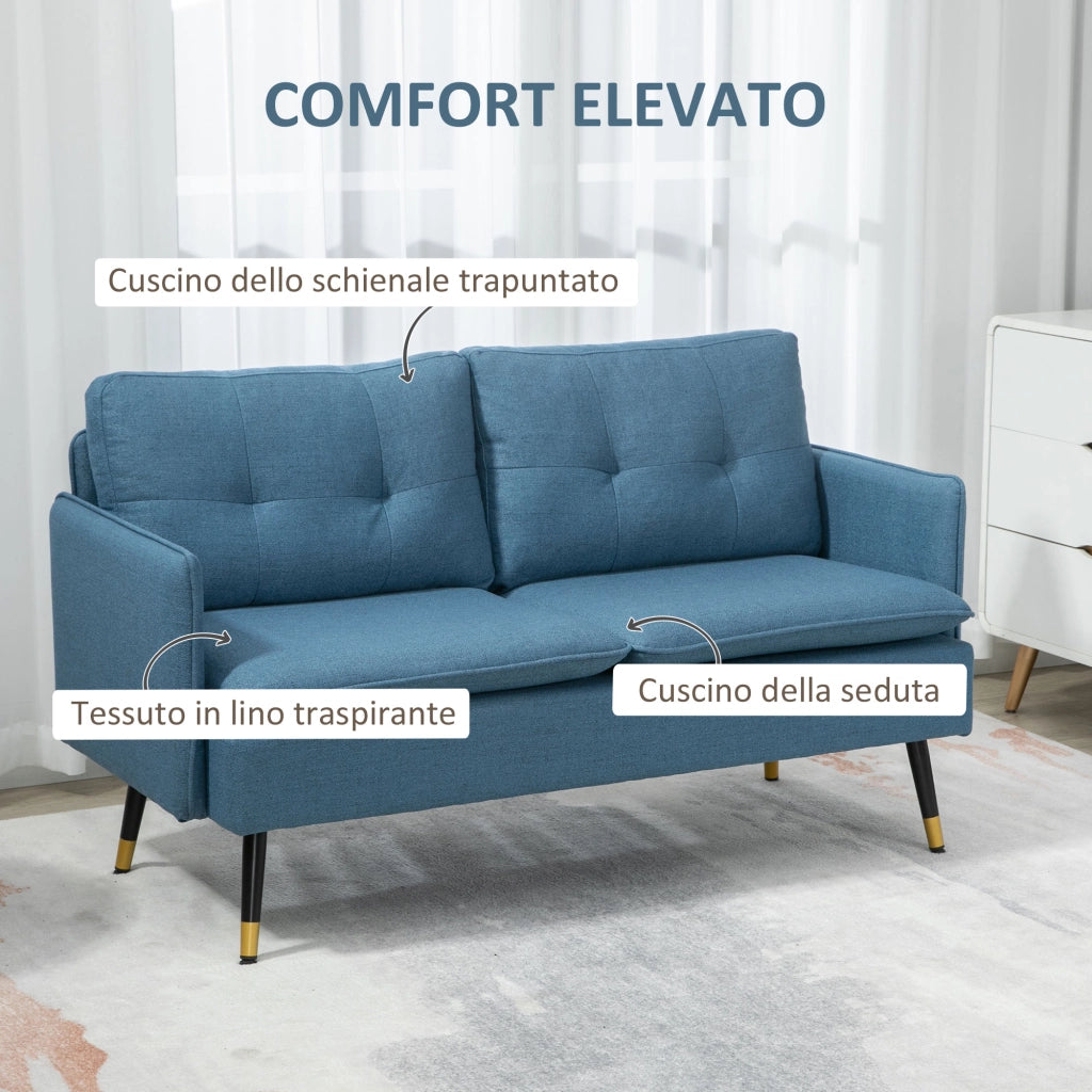 Divano 2 Posti in Tessuto ¨C Minimal ¨C Blu Scuro 139x68x80