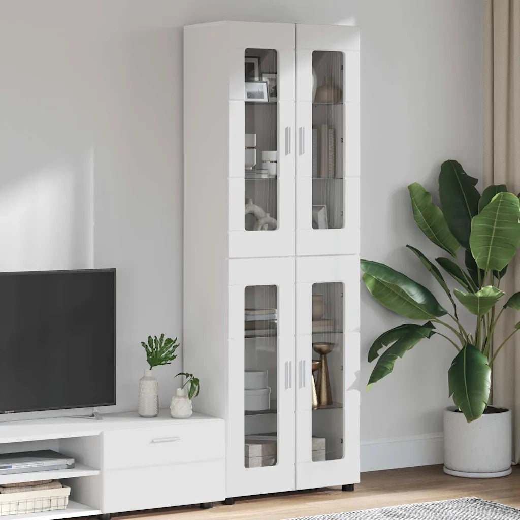 Credenza con lo scaffale FLORIN Bianco Lucido 60 x 35 x 182 cm 3397908