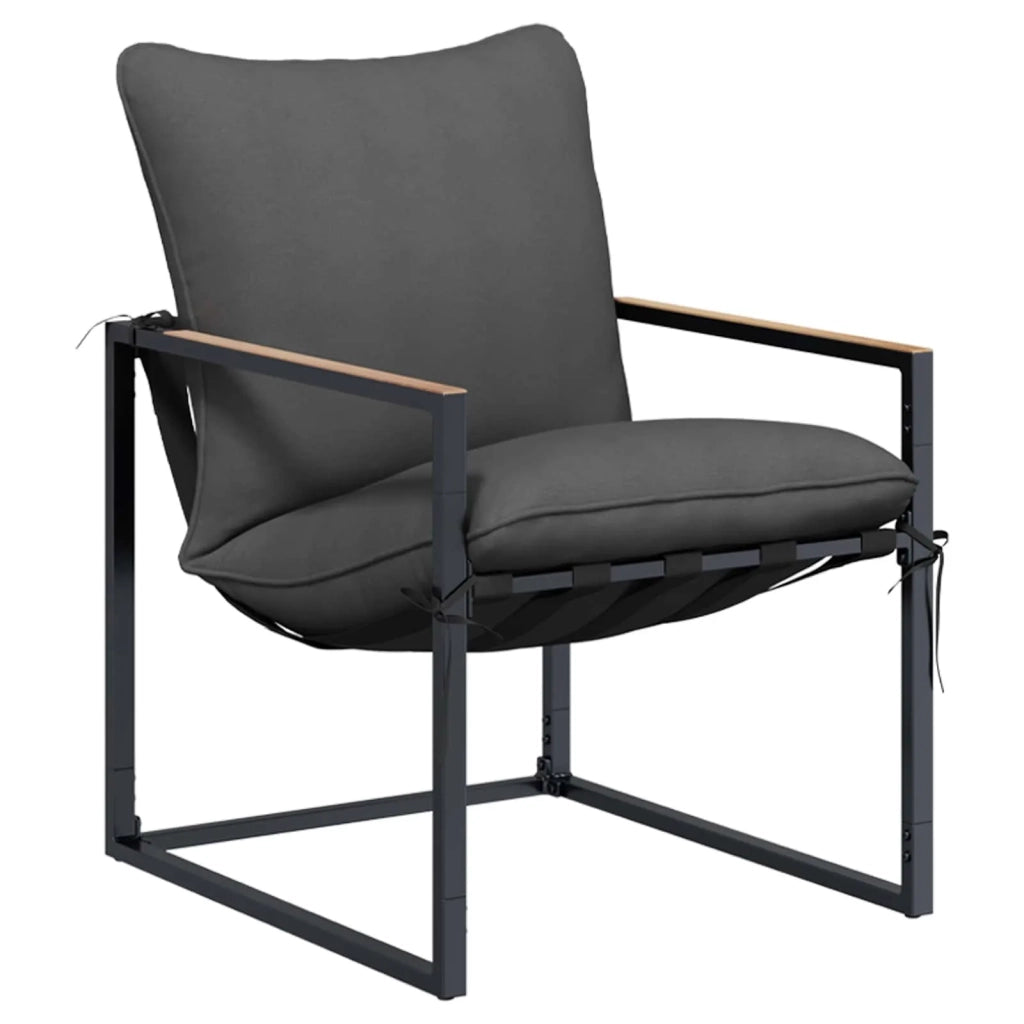 Set Divano da Giardino 4 pz | Set Salotto da Giardino Nero e antracite Acciaio
