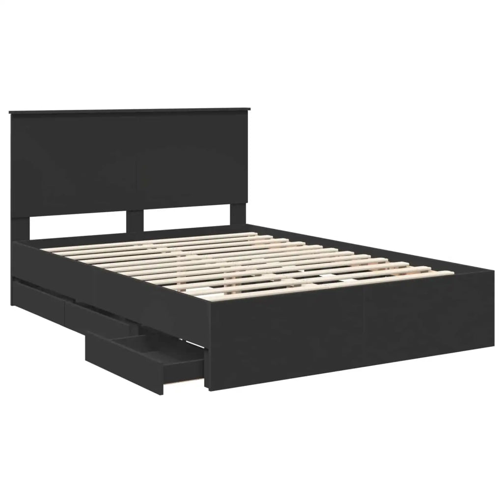 Letto matrimoniale | Letto per adulti | Struttura del letto Nero 140 x 200 cm Legno Ingegnerizzato