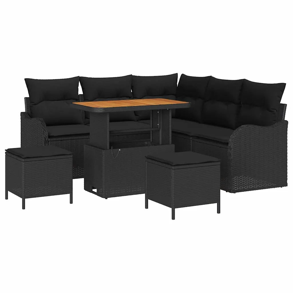 Set Divano da Giardino con cuscino con archiviazione 8 pcs Nero 3364214