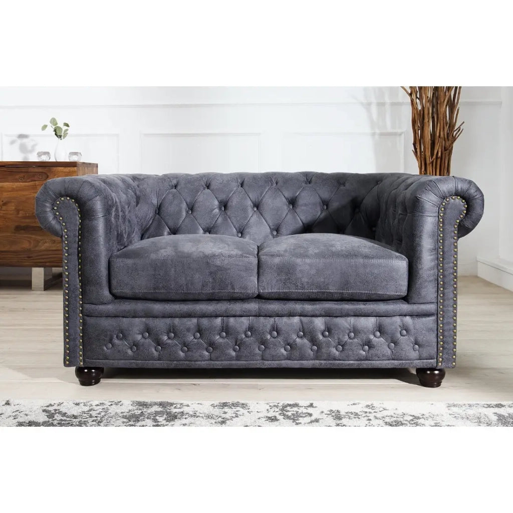 Divano dritto EDGAR - Grigio bluastro - 2 posti - Stile barocco