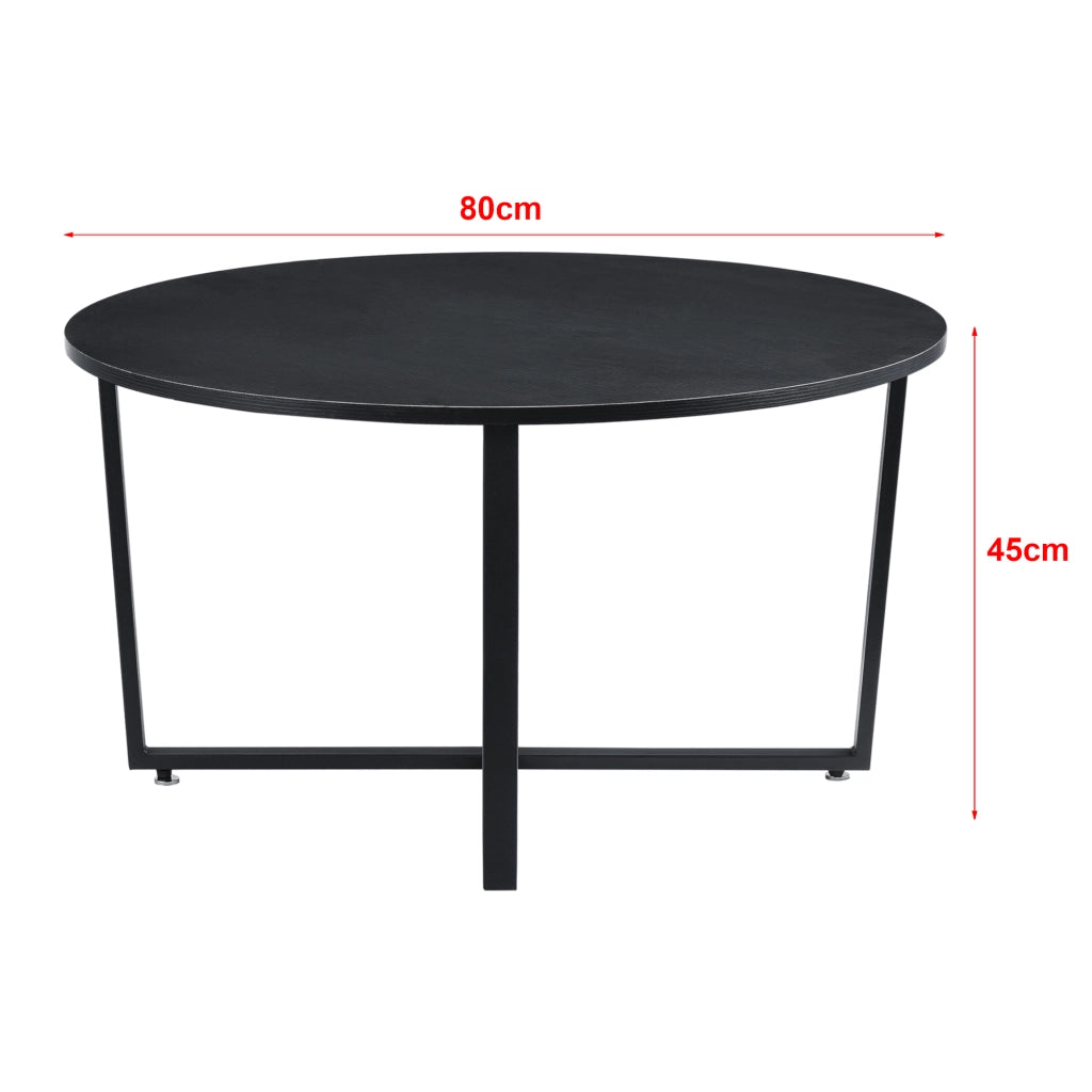Tavolino Basso da caffè Vadstena con Piano Tondo - Nero [en.casa]