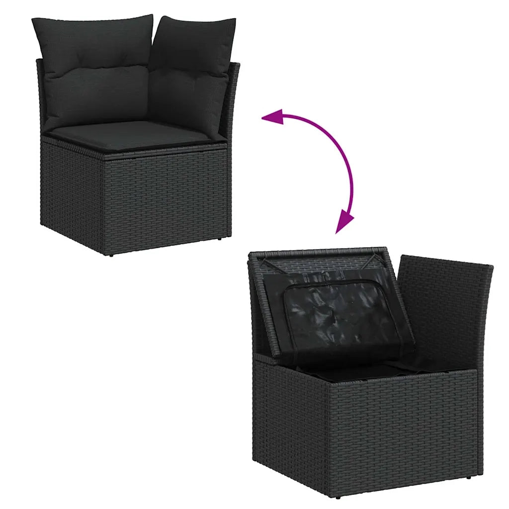 Set Divani da Giardino 9 pz con Cuscini Nero in Polyrattan 3326960