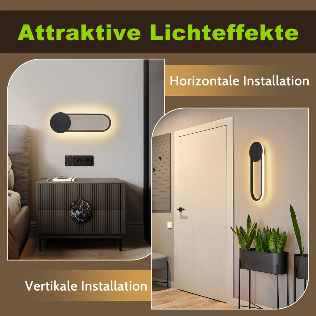 ZMH Applique LED 12w 41cm 3000k Nero Design moderno e minimalista