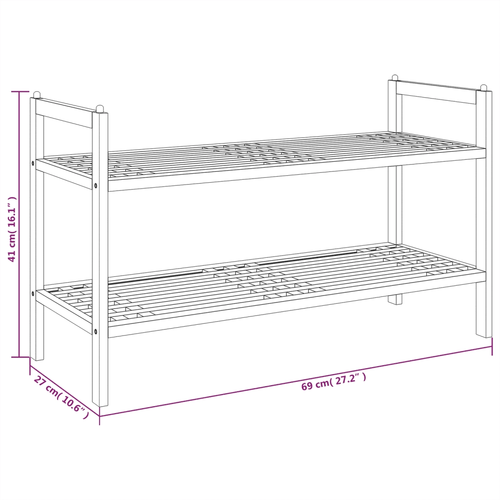 Scarpiera-Scaffale per scarpe 69x27x41 cm in Legno Massello di Noce