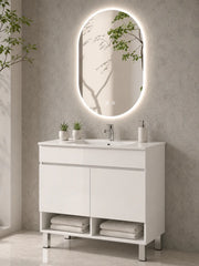 Mobile bagno con piedini con lavabo extrapiano ORIGENBATH NEBARI senza specchio 80x45 cm bianco