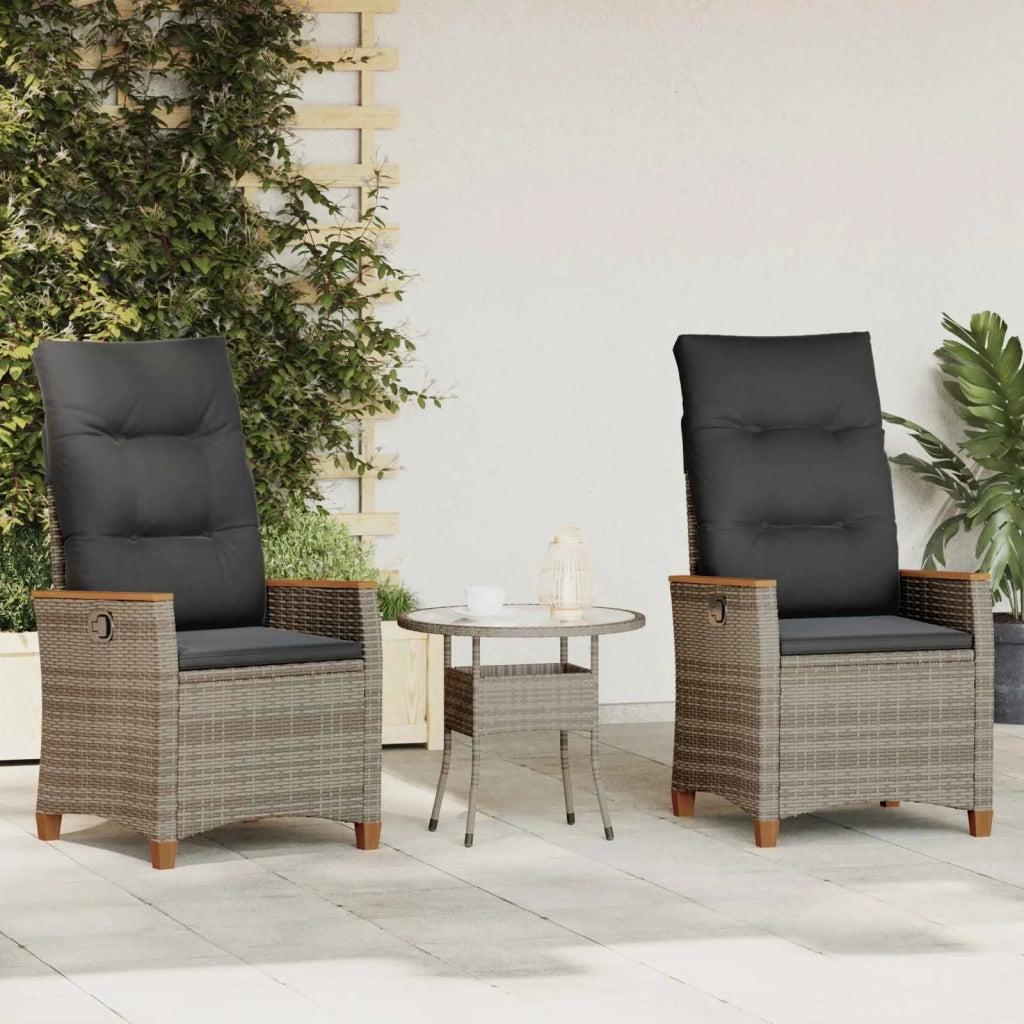 Sedia da giardino reclinabile Grigio e Grigio Scuro polyrattan 42026865
